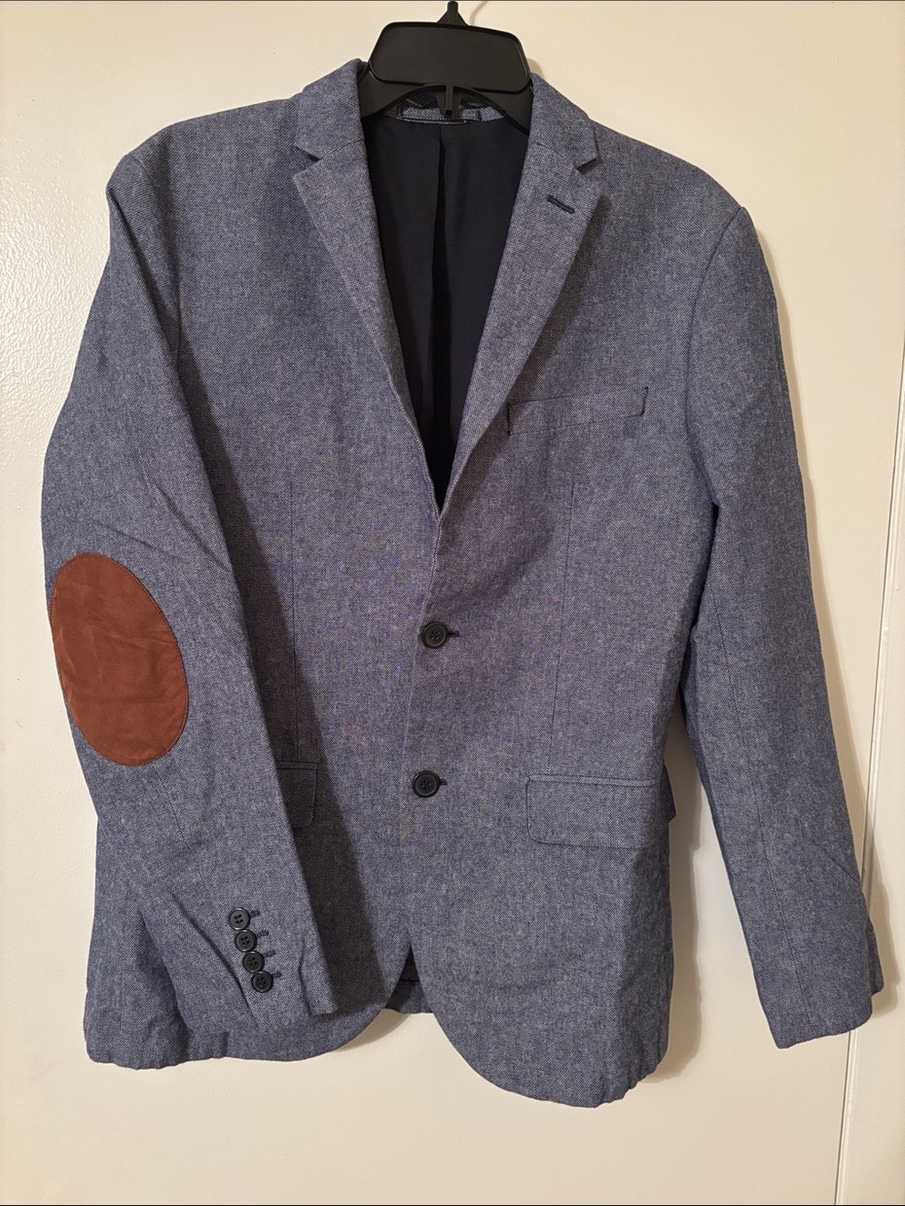 H&M Gray Blazer with Brown Elbow Patches